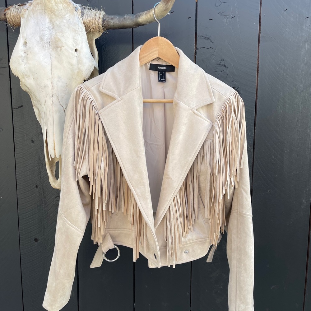 Forever 21 - Beige/Cream Fringe Jacket